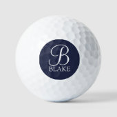 Navy Blue Specialized Script Monogram en Naam Golfballen (Voorkant)