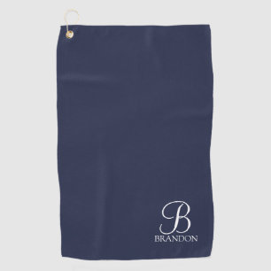 Navy Blue Specialized Script Monogram en Naam Golfhanddoek