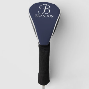 Navy Blue Specialized Script Monogram en Naam Golfheadcover