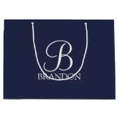 Navy Blue Specialized Script Monogram en Naam Groot Cadeauzakje (Voorkant)