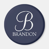 Navy Blue Specialized Script Monogram en Naam Magneet (Voorkant)