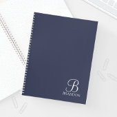 Navy Blue Specialized Script Monogram en Naam Notitieboek
