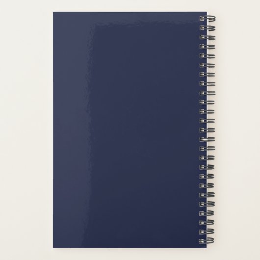 Navy Blue Specialized Script Monogram en Naam Planner (Achterkant)