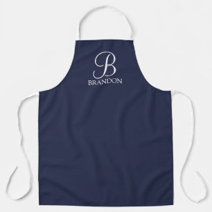 Navy Blue Specialized Script Monogram en Naam Schort