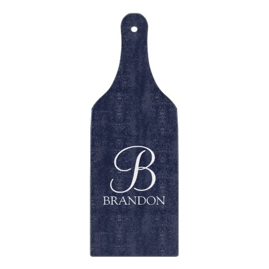 Navy Blue Specialized Script Monogram en Naam Snijplank (Voorkant)