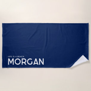 Navy Blue Specialized Slogan Beach Towel Strandlaken