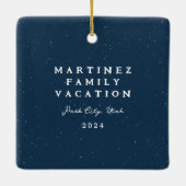 Navy blue spikkel lijst eenvoudige kerstfoto keramisch ornament (Achterkant)