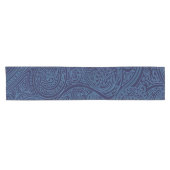 Navy Blue Spiral Pattern Korte Tafelloper (Horizontaal)