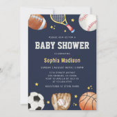 Navy Blue Sport Thema Baby shower Kaart (Voorkant)
