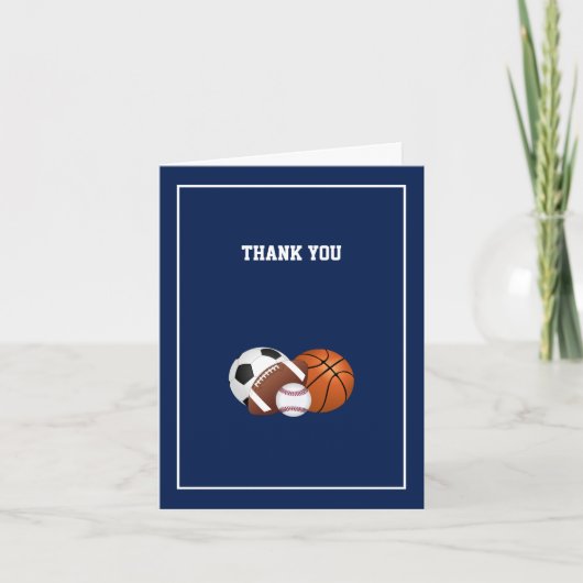 Navy Blue Sports Baby shower Bedankkaart (Voorkant)