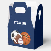 Navy Blue Sports Baby shower Het is een jongen Bedankdoosjes (Geopend)
