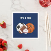 Navy Blue Sports Baby shower Het is een jongen Servet (Insitu)