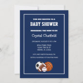 Navy Blue Sports Baby shower Kaart (Voorkant)