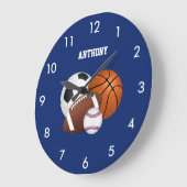 Navy Blue Sports Ball Custom Large Clock Grote Klok (Hoek)