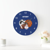 Navy Blue Sports Ball Custom Large Clock Grote Klok (Huis)