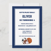 Navy Blue Sports Birthday Uitnodiging (Voorkant)