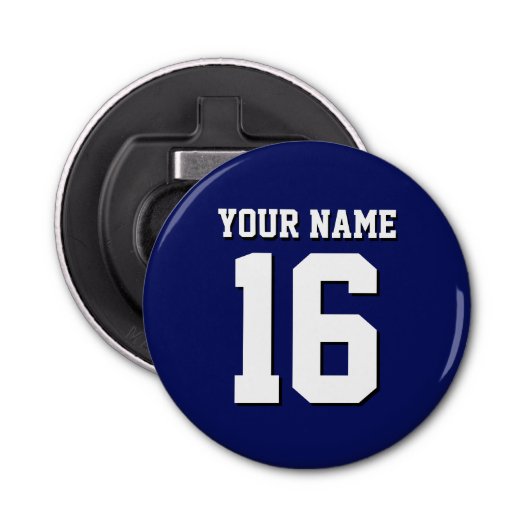 Navy Blue Sports Jersey Team Jersey Button Flesopener (Voorkant)