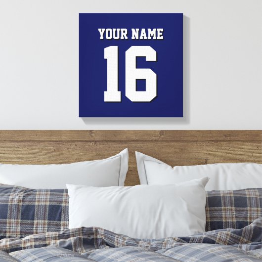 Navy Blue Sports Jersey Team Jersey Canvas Afdruk (Insitu (Slaapkamer))
