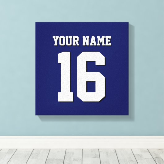 Navy Blue Sports Jersey Team Jersey Canvas Afdruk (Insitu (Houten vloer))