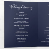 Navy Blue Spring Floral Peony Wedding Programma (Binnenzijde eerst)