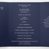Navy Blue Spring Floral Peony Wedding Programma (Binnenkant midden)