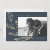 Navy Blue Sprout Photo Holiday Card Feestdagenkaart (Voorkant)