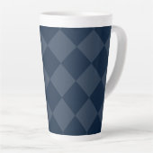 Navy Blue Square Diamonds Latte Mok (Rechterhoek)