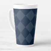 Navy Blue Square Diamonds Latte Mok (Linkerhoek)