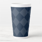 Navy Blue Square Diamonds Latte Mok (Voorkant)