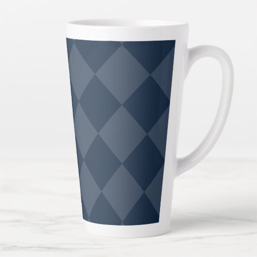 Navy Blue Square Diamonds Latte Mok (Rechts)
