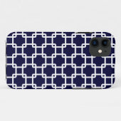 Navy Blue Square Link Pattern iPhone 5 Hoesje (Achterkant (horizontaal))