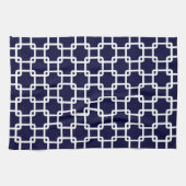 Navy Blue Square Link Pattern Ktichen Towels Theedoek (Horizontaal)