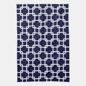 Navy Blue Square Link Pattern Ktichen Towels Theedoek (Verticaal)