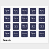 Navy Blue Square Modern Retour Adres Label (Vel)