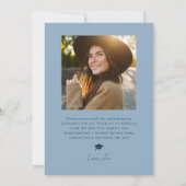 Navy Blue Squiggly Wavy Lijst Afstuderen Dank u Aankondiging (Achterkant)