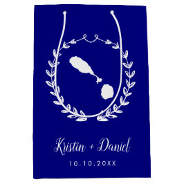 Navy Blue St. Kitts en Nevis Map Wedding Welcome Medium Cadeauzakje