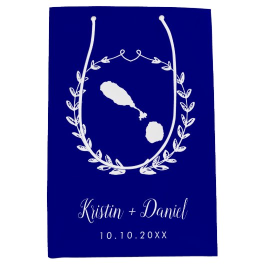Navy Blue St. Kitts en Nevis Map Wedding Welcome Medium Cadeauzakje (Voorkant)