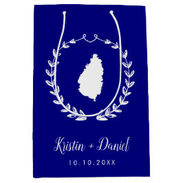 Navy Blue St. Lucia Map Wedding Welcome Swag Medium Cadeauzakje