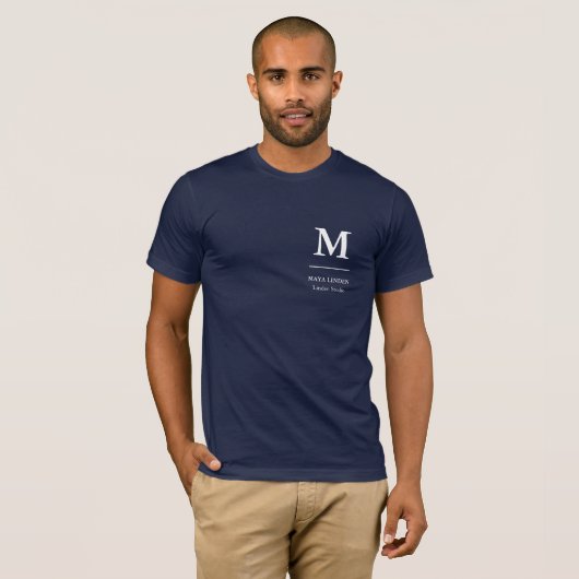 Navy Blue Staff T-shirt – Initiaal Logo & Naam (Voorkant volledig)