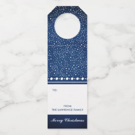 Navy Blue Star Gepersonaliseerde Kerstvakantie cad Flessenhanger