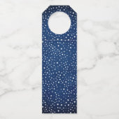 Navy Blue Star Gepersonaliseerde Kerstvakantie cad Flessenhanger (Achterkant)