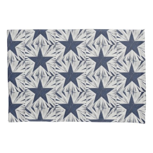 Navy Blue Star Kussensloop (Voorkant)