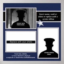Navy Blue Star Photo Collage Display Poster