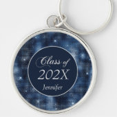 Navy Blue Star Shimmer Class Afstuderen Sleutelhan Sleutelhanger (Voorkant)