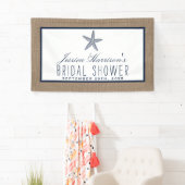 Navy Blue Starfish Beach Burlap Vrijgezellenfeest Spandoek (Insitu)