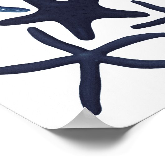 Navy Blue Starfish Beach Decor Poster (Hoek)