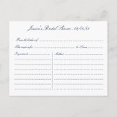 Navy Blue Starfish Beach Vrijgezellenfeest Recept Uitnodiging Briefkaart (Achterkant)