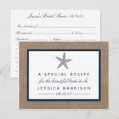 Navy Blue Starfish Beach Vrijgezellenfeest Recept  Uitnodiging Briefkaart (Voorkant / Achterkant)