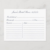 Navy Blue Starfish Beach Vrijgezellenfeest Recept  Uitnodiging Briefkaart (Achterkant)