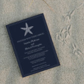 Navy Blue Starfish huwelijksuitnodiging Kaart